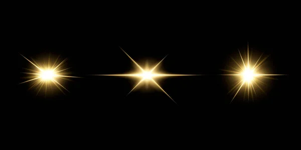 Glanzende sterren, prachtige gouden stralen. Vector — Stockvector