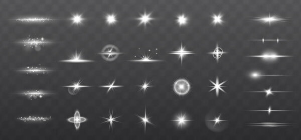 Shining light effects on transparent background