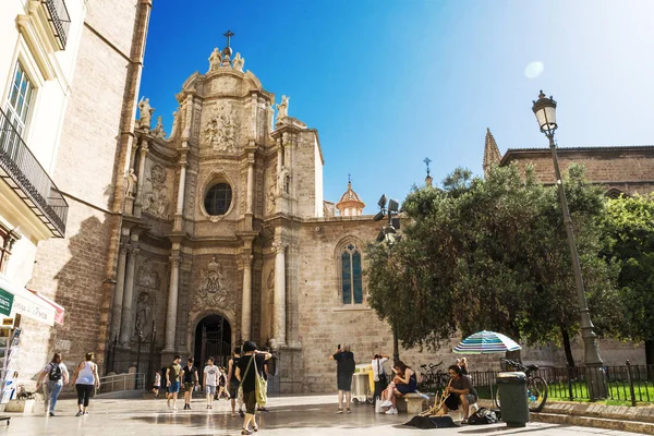 Valencia Katedrála Španělsko Valencia Plaza Reina Square Reina Barokní Románský — Stock fotografie