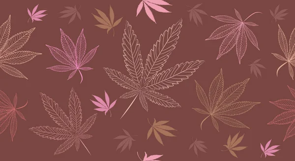 Vector Seamless Medical Cannabis Pattern Neutral Earth Tones Modern Cannabis — стоковий вектор