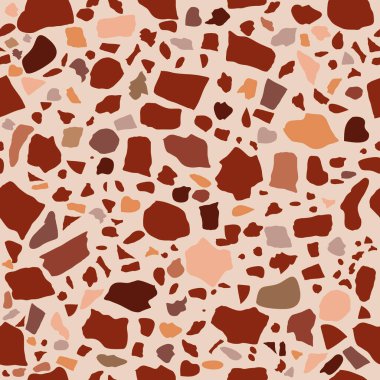 Dünya 'da Vektörsüz Terrazzo, Tarafsız, Bej, Kahverengi, Pembe Tonlar. Granit dokusu fayans, kumaş, döşeme, mutfak masası, ambalaj tasarımı için kullanışlı.