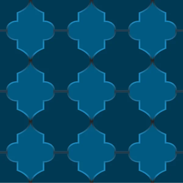 Vector Seamless Oriental Morrocan Blue Pattern Con Effetto Lucido Bohemien — Vettoriale Stock