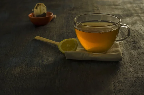 Taza Vidrio Con Limon — Fotografia de Stock