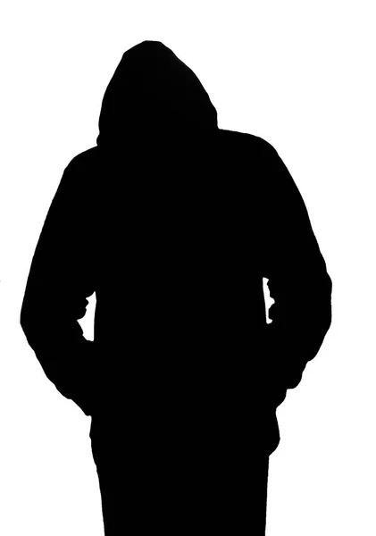 Silhouette Teenager Depression Isolated White Background — Stock Photo, Image