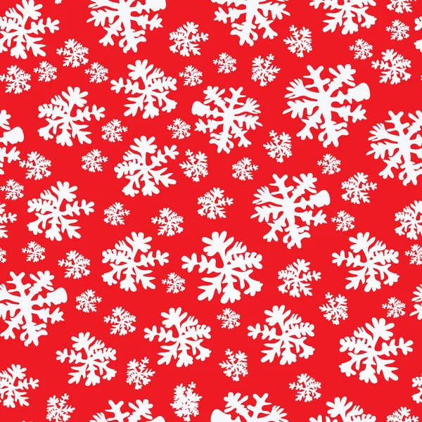 Beleza abstrata Natal e Ano Novo fundo vermelho com neve e flocos de neve. Ilustração vetorial . — Vetor de Stock