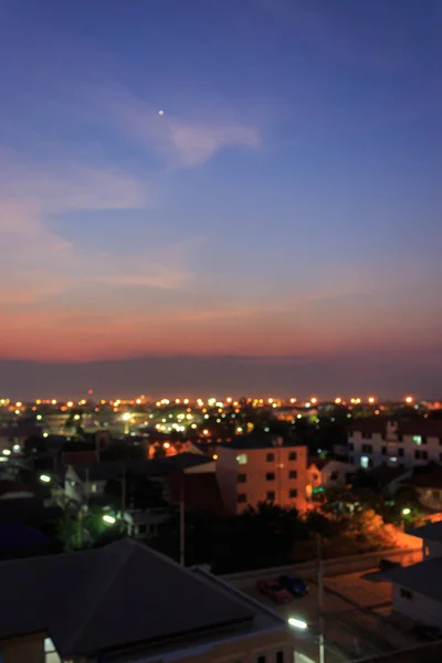 Cidade Pôr Sol Fundo Borrão — Fotografia de Stock