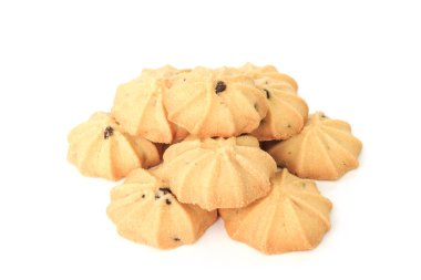 çikolata parçalı kurabiye bisküvi üzerinde beyaz bakcground