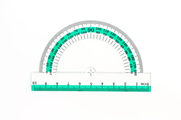 Protractor Triangle Ruler Drawings White Background — Stock Photo, Image