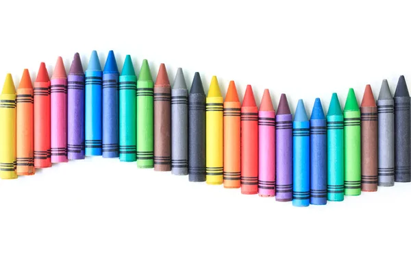 Crayón Dibujo Borde Multicolor Fondo — Foto de Stock
