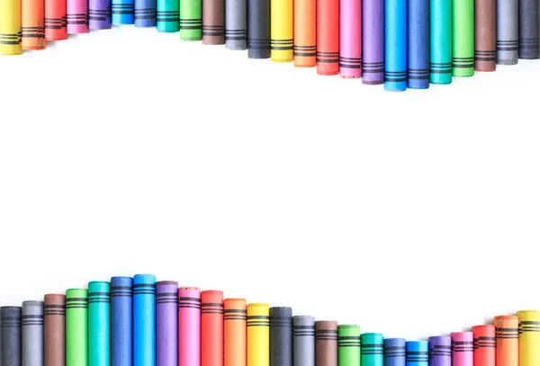 Crayon Drawing Border Multicolored Background — Stock Photo, Image