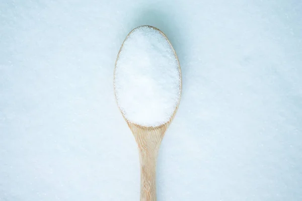 Sůl Bílý Potraviny Vaření Lžíci Zázemí — Stock fotografie