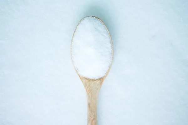 Sare Gătit Alimente Albe Lingură Fundal — Fotografie, imagine de stoc