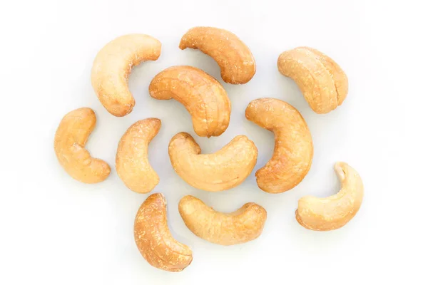 Cashewnoten Witte Achtergrond — Stockfoto