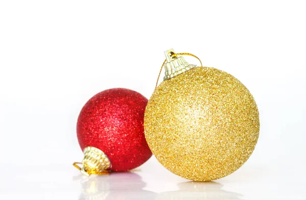 Christmas Ornament Guld Dekoration Vit Bakgrund — Stockfoto