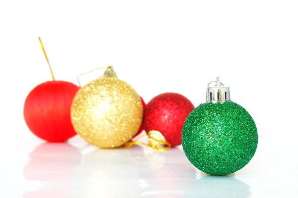 Christmas Ornaments Gold Decoration White Background — Stock Photo, Image