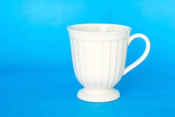 White Mug Cup Blue Background — Stock Photo, Image