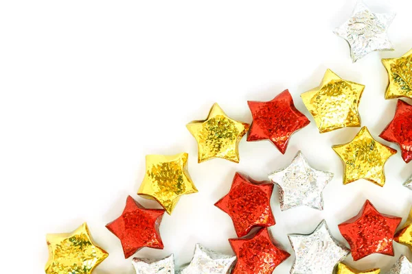 Beyaz Zemin Üzerine Altın Dekorasyon Noel Süsler — Stok fotoğraf