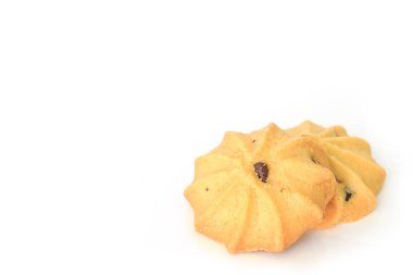 çikolata parçalı kurabiye bisküvi üzerinde beyaz bakcground