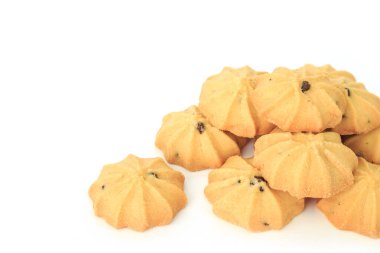 çikolata parçalı kurabiye bisküvi üzerinde beyaz bakcground