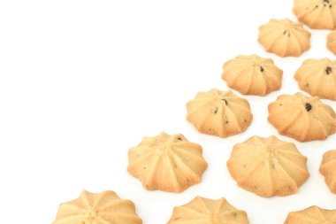 çikolata parçalı kurabiye bisküvi üzerinde beyaz bakcground