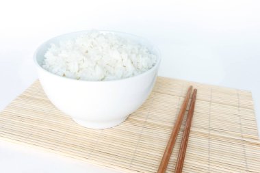 Beyaz basmati pirinç kase doğal gıda pişmiş