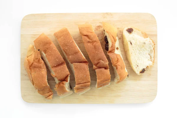 Pão Passas Comida Doce Fundo Branco — Fotografia de Stock