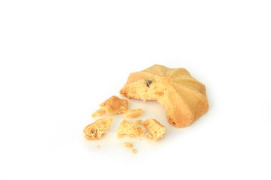 çikolata parçalı kurabiye bisküvi üzerinde beyaz bakcground