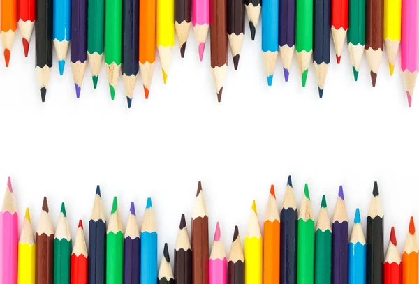 Buntstifte Zeichnen Bunt Auf Weißem Hintergrund — Stockfoto