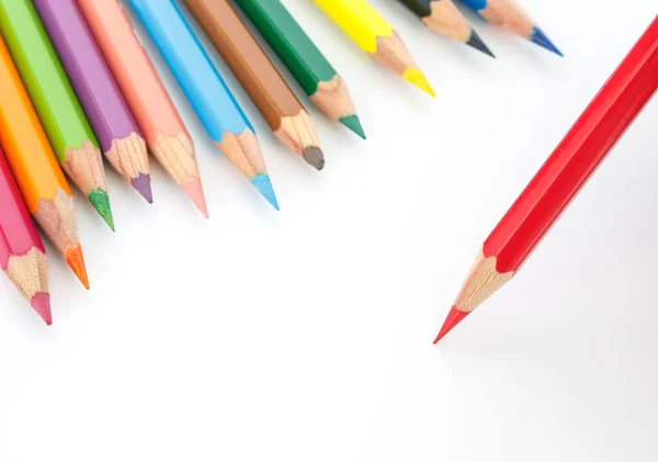 Lápices Colores Dibujo Multicolor Sobre Fondo Blanco — Foto de Stock