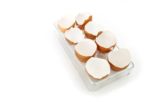 Egg Shell Złamane Crack Jedzenie Białym Tle — Zdjęcie stockowe