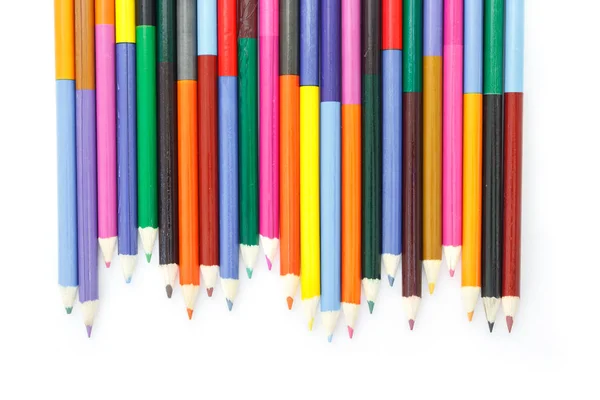 Цветные Карандаши Рисующие Многоцветные Границы Белом Фоне — стоковое фото