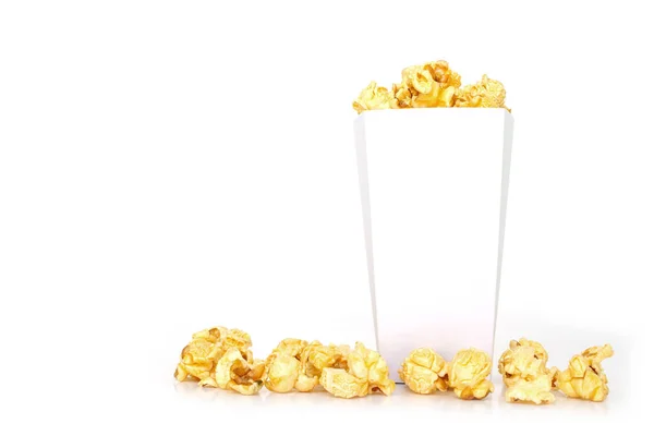 Palomitas Maíz Caja Blanca Sobre Fondo Blanco — Foto de Stock