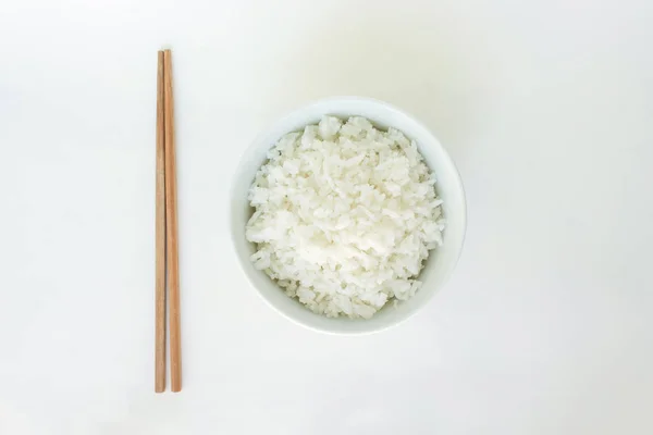 Gekookte Witte Basmati Rijst Kom Natuurvoeding — Stockfoto