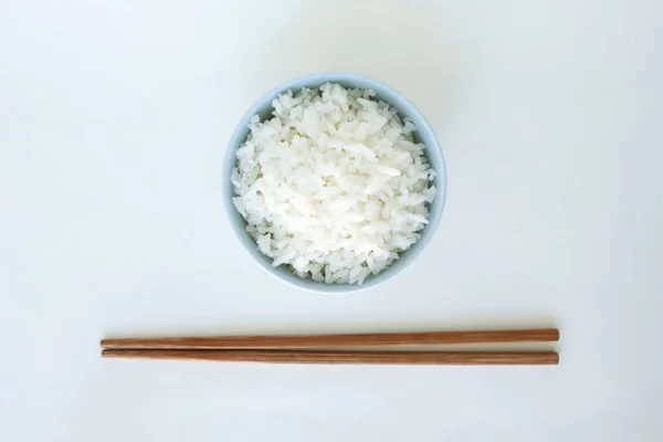 Gekookte Witte Basmati Rijst Kom Natuurvoeding — Stockfoto