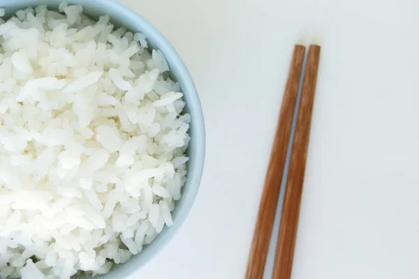 Plato Arroz Basmati Blanco Cocido Comida Natural —  Fotos de Stock