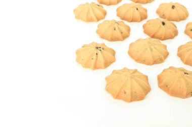 çikolata parçalı kurabiye bisküvi üzerinde beyaz bakcground