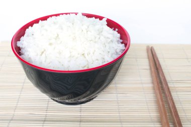 Beyaz basmati pirinç kase doğal gıda pişmiş