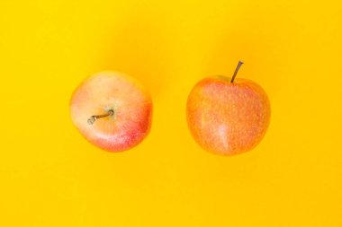 sarı zemin üzerine kırmızı elma en iyi odak