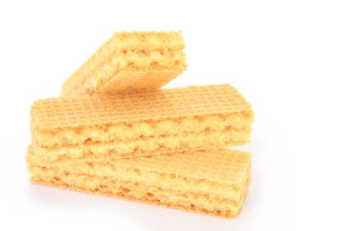 Gofret süt tatlı beyaz arka plan üzerinde