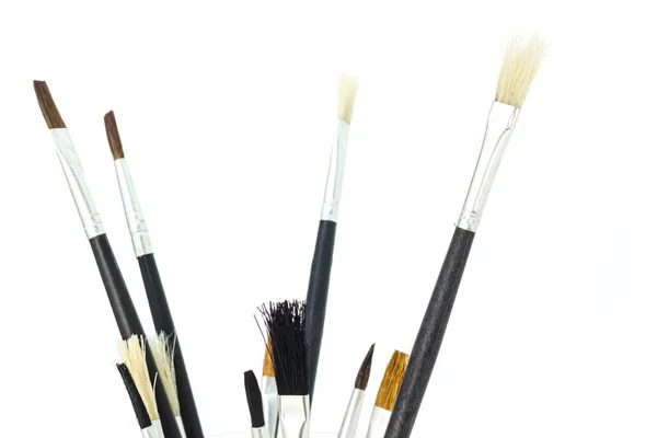 Paint Brush Beállítása Eszköz Art Fehér Háttér — Stock Fotó