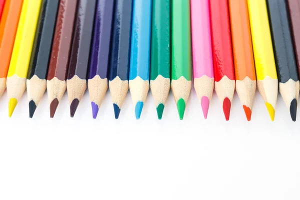 Crayons Couleur Dessin Multicolore Sur Fond Blanc — Photo