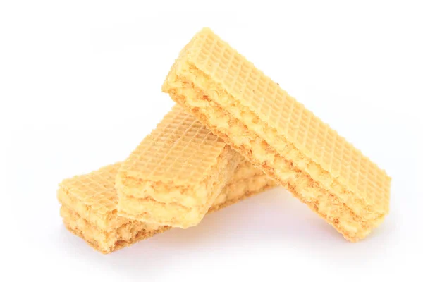 Wafer Mjölk Efterrätt Vit Bakgrund — Stockfoto