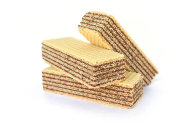 Waffel Schokolade Dessert Auf Weißem Hintergrund — Stockfoto