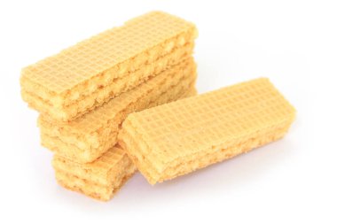 Gofret süt tatlı beyaz arka plan üzerinde