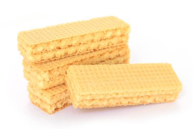 Gofret süt tatlı beyaz arka plan üzerinde