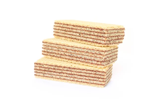 Sobremesa Chocolate Wafer Fundo Branco — Fotografia de Stock