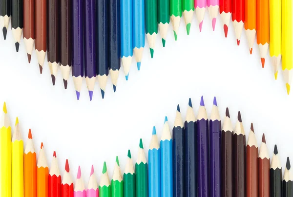 Colored Pencils Drawing Multicolored Frame Border Background — Stock Photo, Image