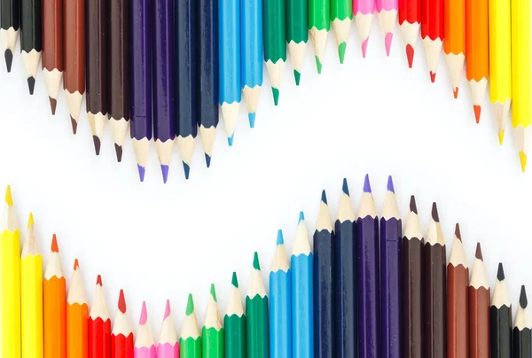 Crayons Couleur Dessin Cadre Multicolore Fond Frontière — Photo