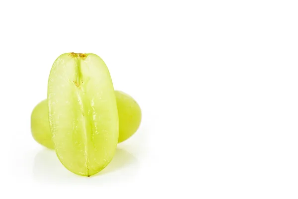Zelené Hroznové Diety Ovoce Organické Bílém Pozadí — Stock fotografie