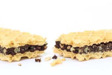 Gofret çikolata tatlı beyaz arka plan üzerinde